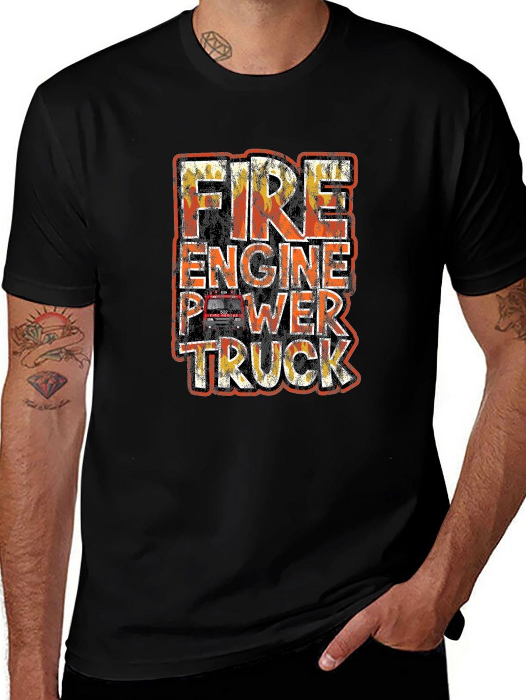 Fire Engine Power Truck Graphic T-Shirt