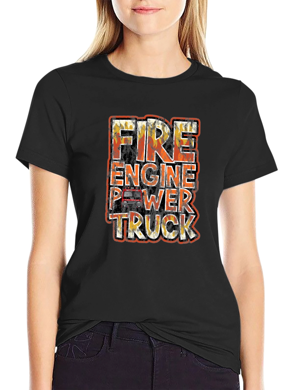 Fire Engine Power Truck Graphic T-Shirt