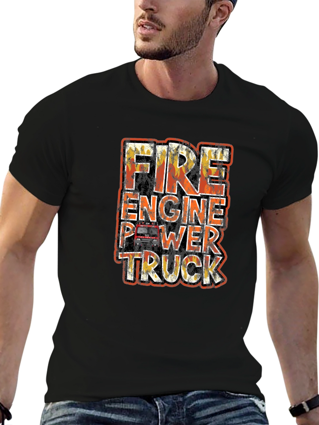 Fire Engine Power Truck Graphic T-Shirt