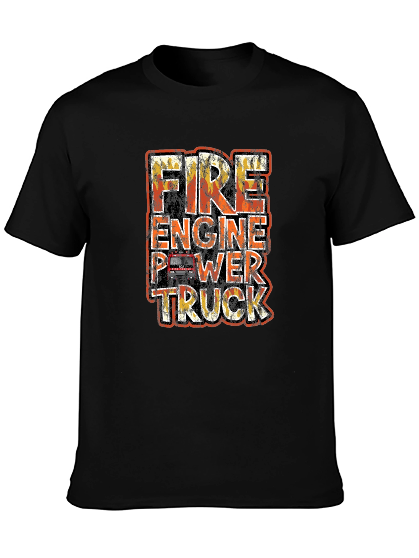 Fire Engine Power Truck Graphic T-Shirt