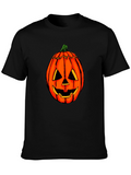 Halloween Pumpkin Graphic Tee - Black