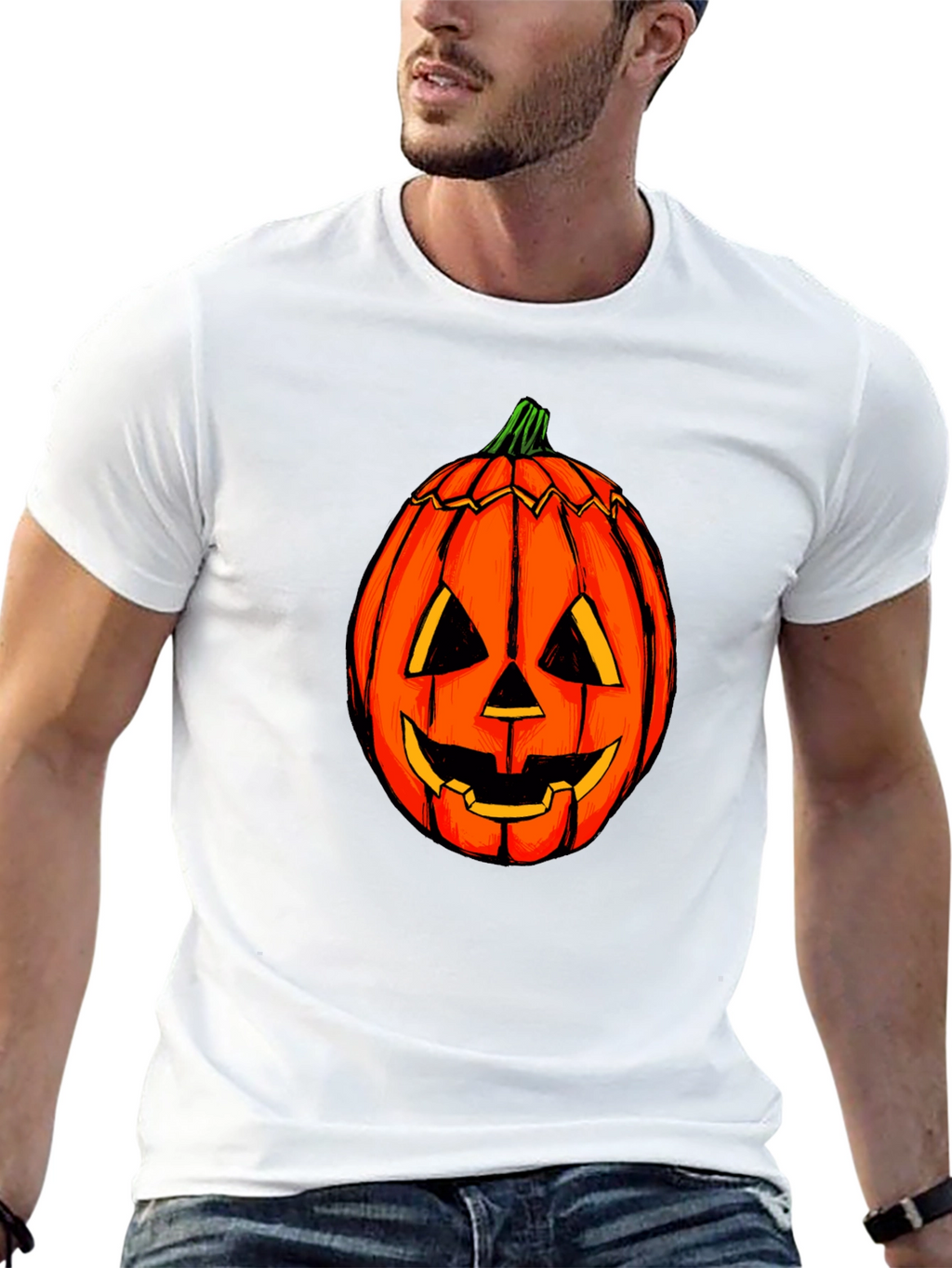 Halloween Pumpkin Graphic Tee - Black