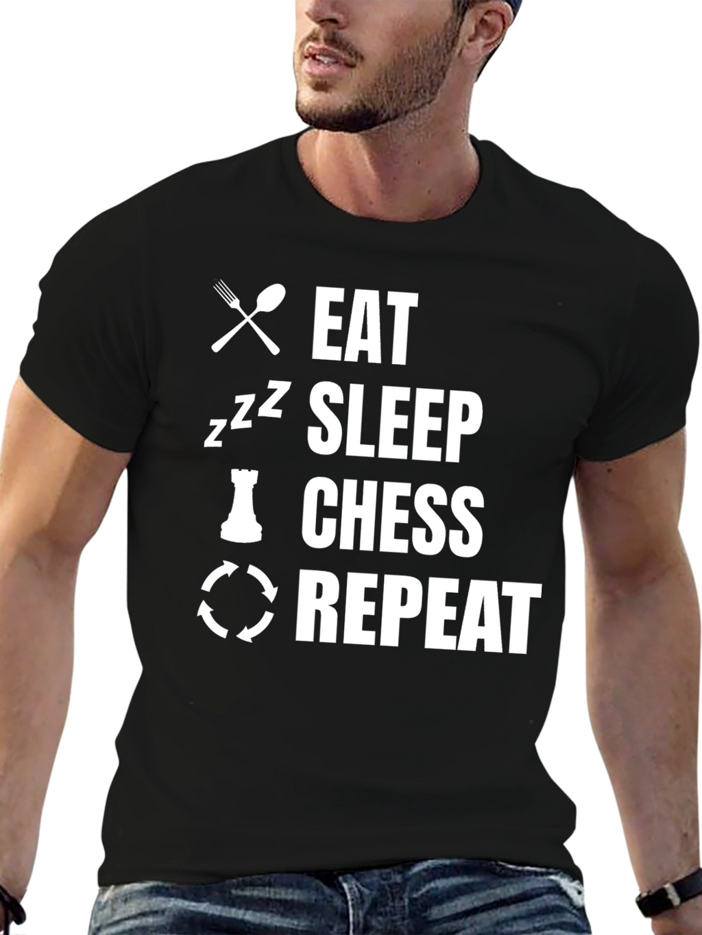 Eat Sleep Chess Repeat Graphic Tee
