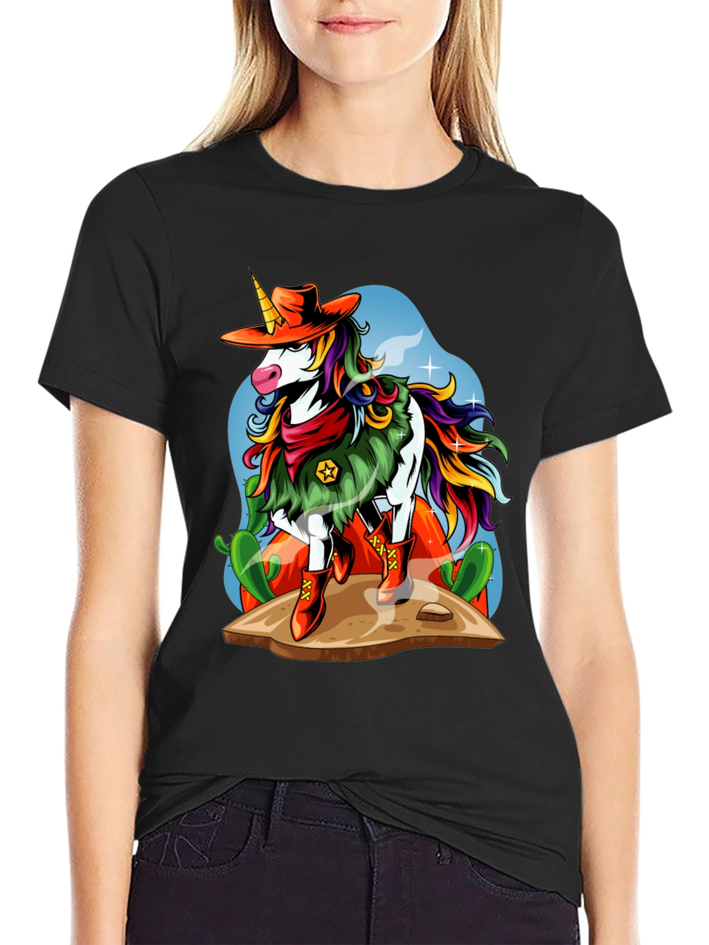 Cowboy Unicorn Graphic T-Shirt