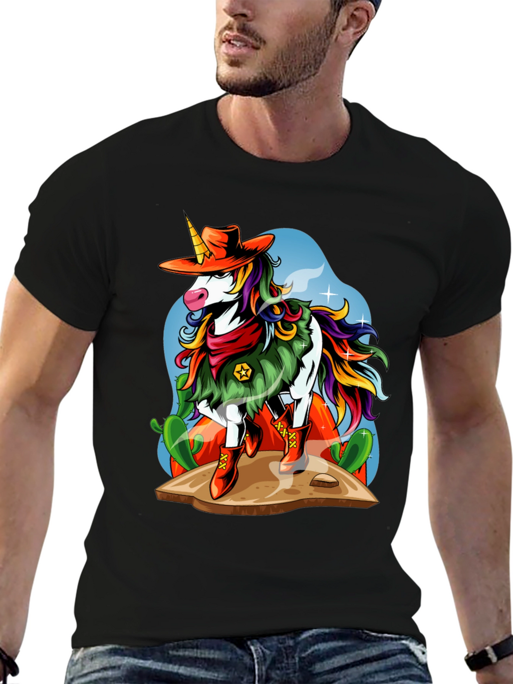 Cowboy Unicorn Graphic T-Shirt