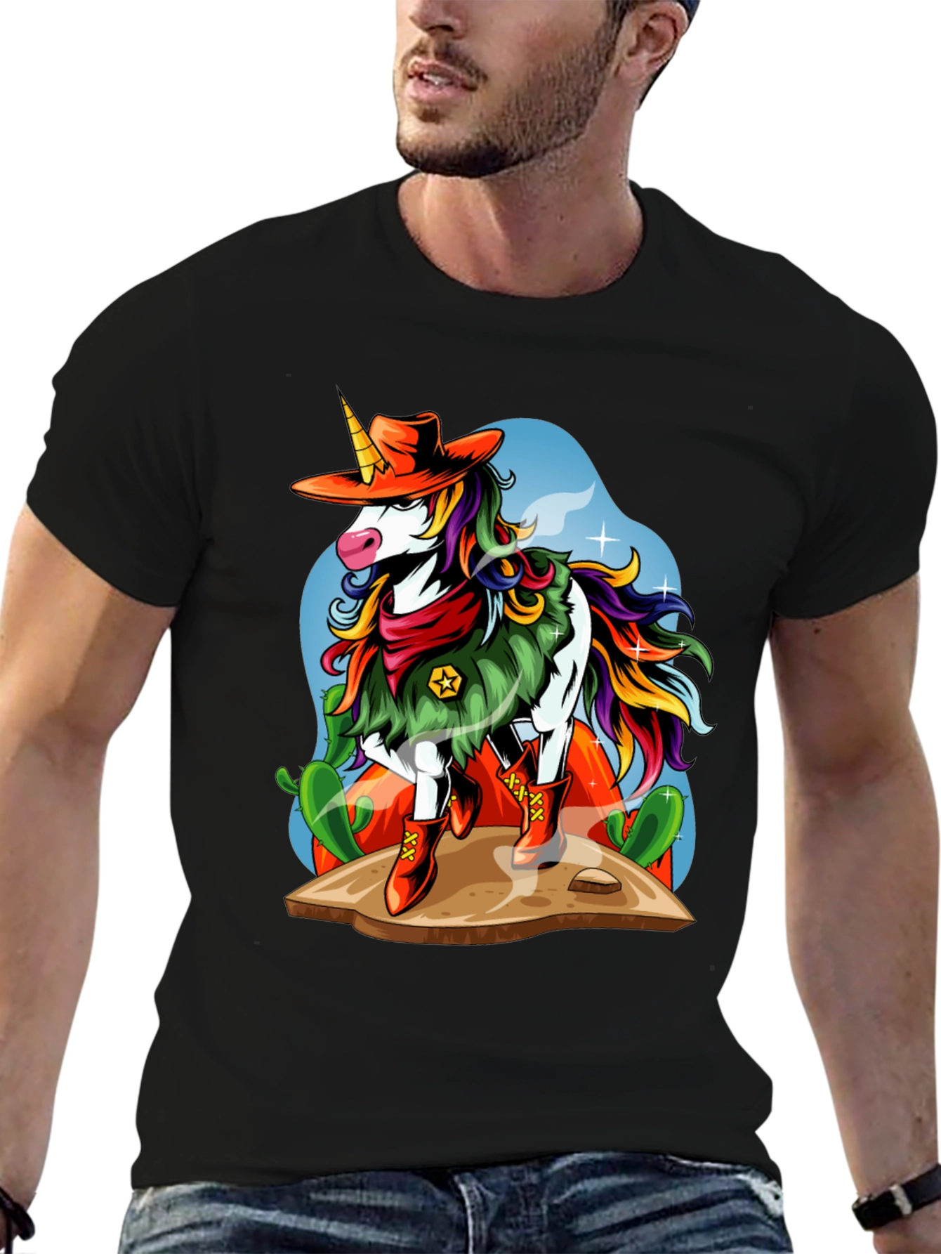 Cowboy Unicorn Graphic T-Shirt