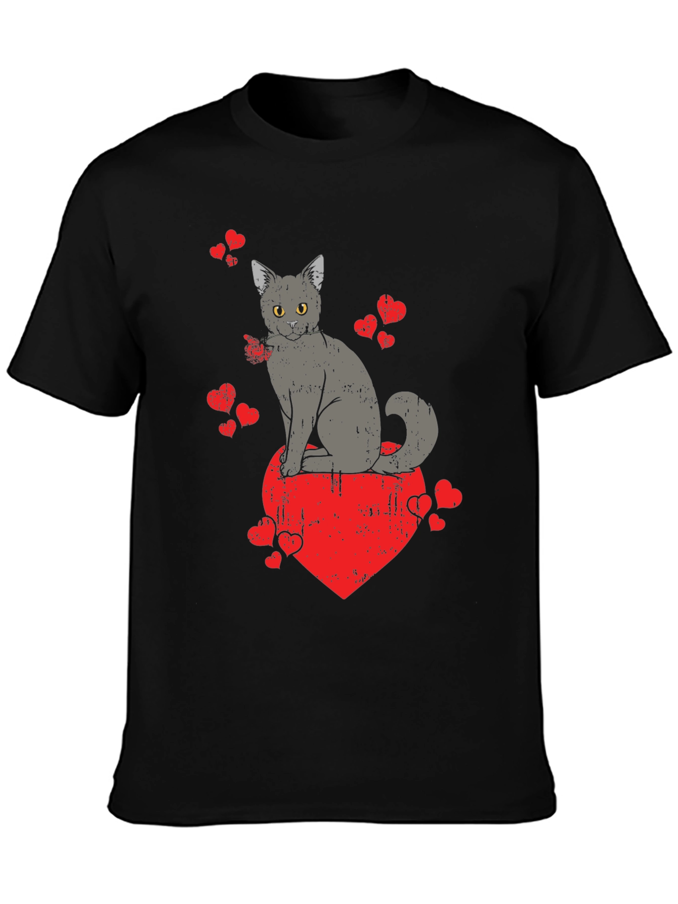 Cat Heart Valentines Day Graphic T-Shirt