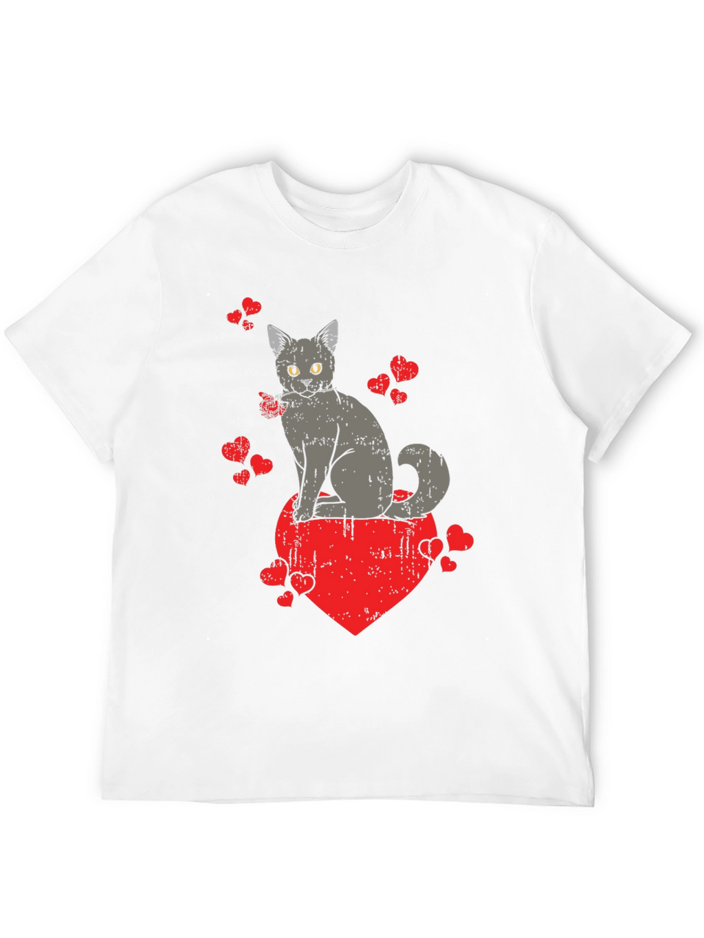 Cat Heart Valentines Day Graphic T-Shirt