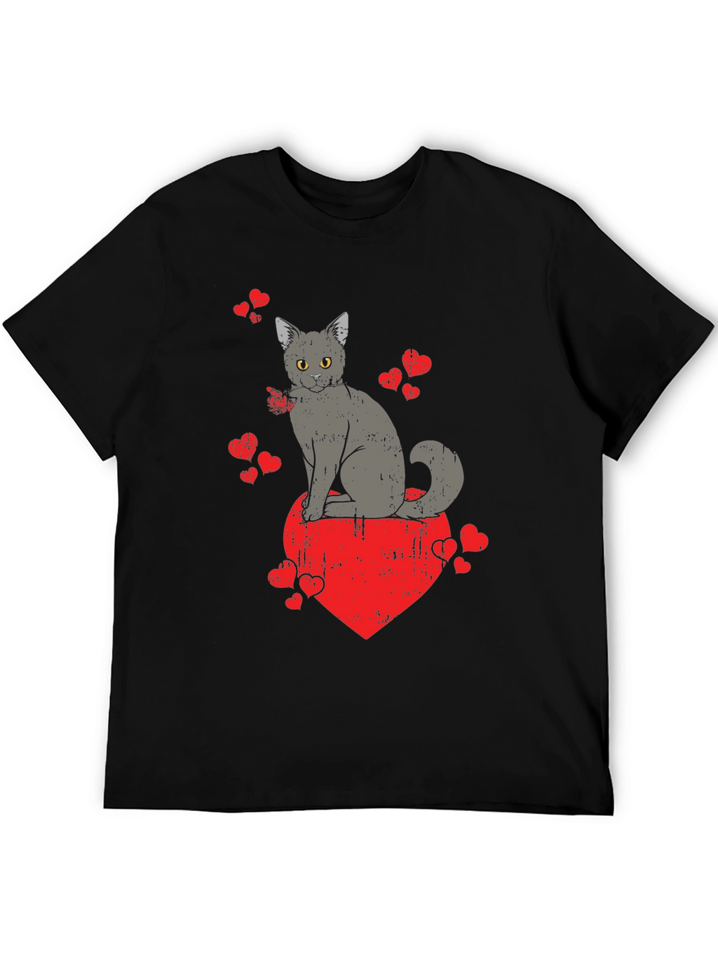 Cat Heart Valentines Day Graphic T-Shirt