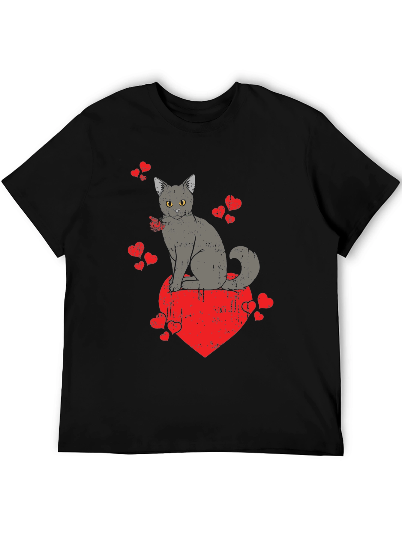 Cat Heart Valentines Day Graphic T-Shirt