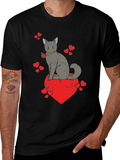 Cat Heart Valentines Day Graphic T-Shirt