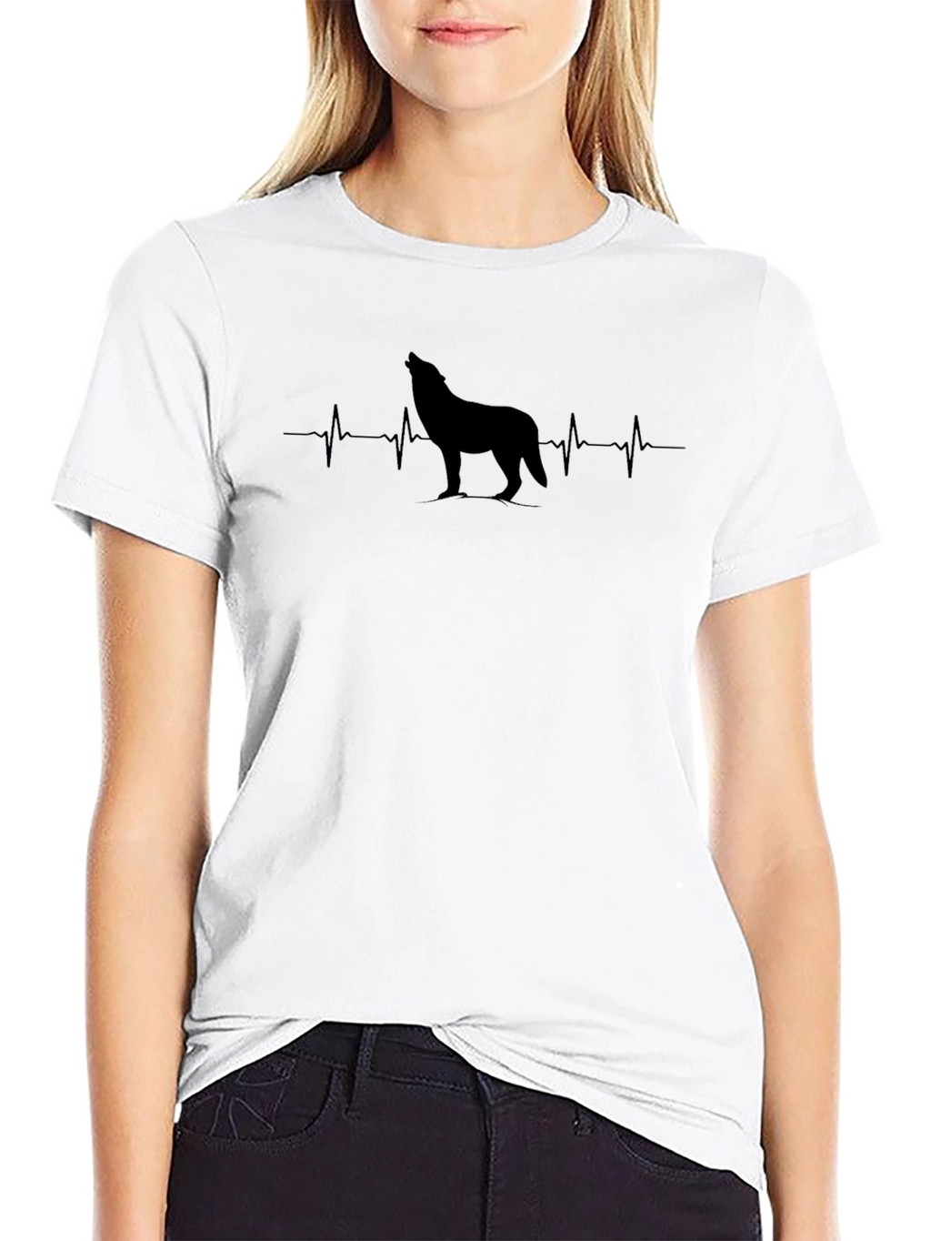 Wolf Heartbeat T-Shirt - Mens Black Graphic Tee