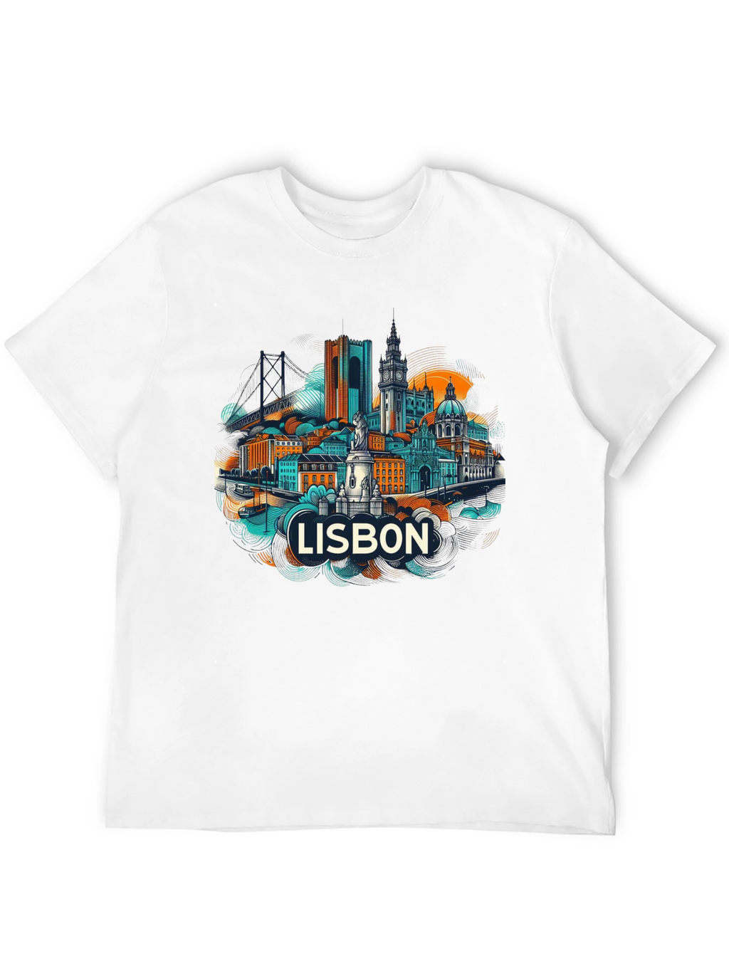 Lisbon Cityscape Graphic T-Shirt
