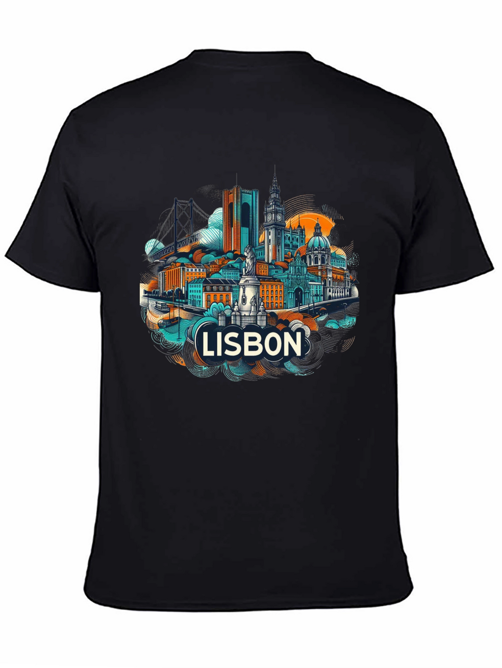 Lisbon Cityscape Graphic T-Shirt