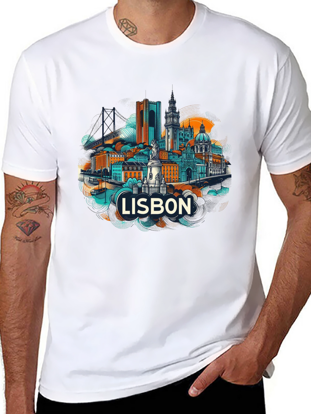 Lisbon Cityscape Graphic T-Shirt
