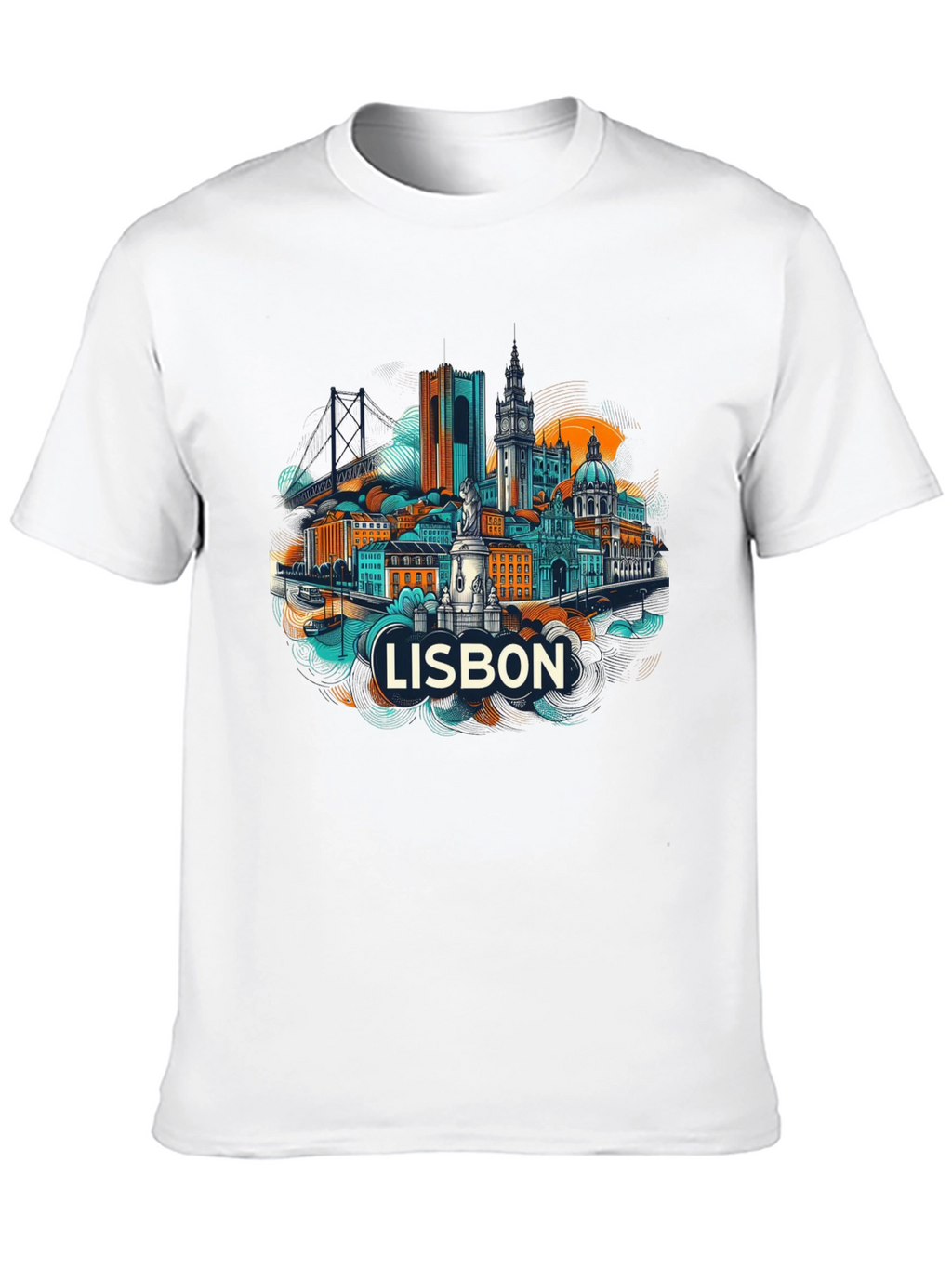 Lisbon Cityscape Graphic T-Shirt