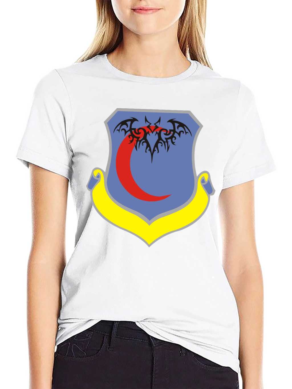 Black T-Shirt with Emblem Design