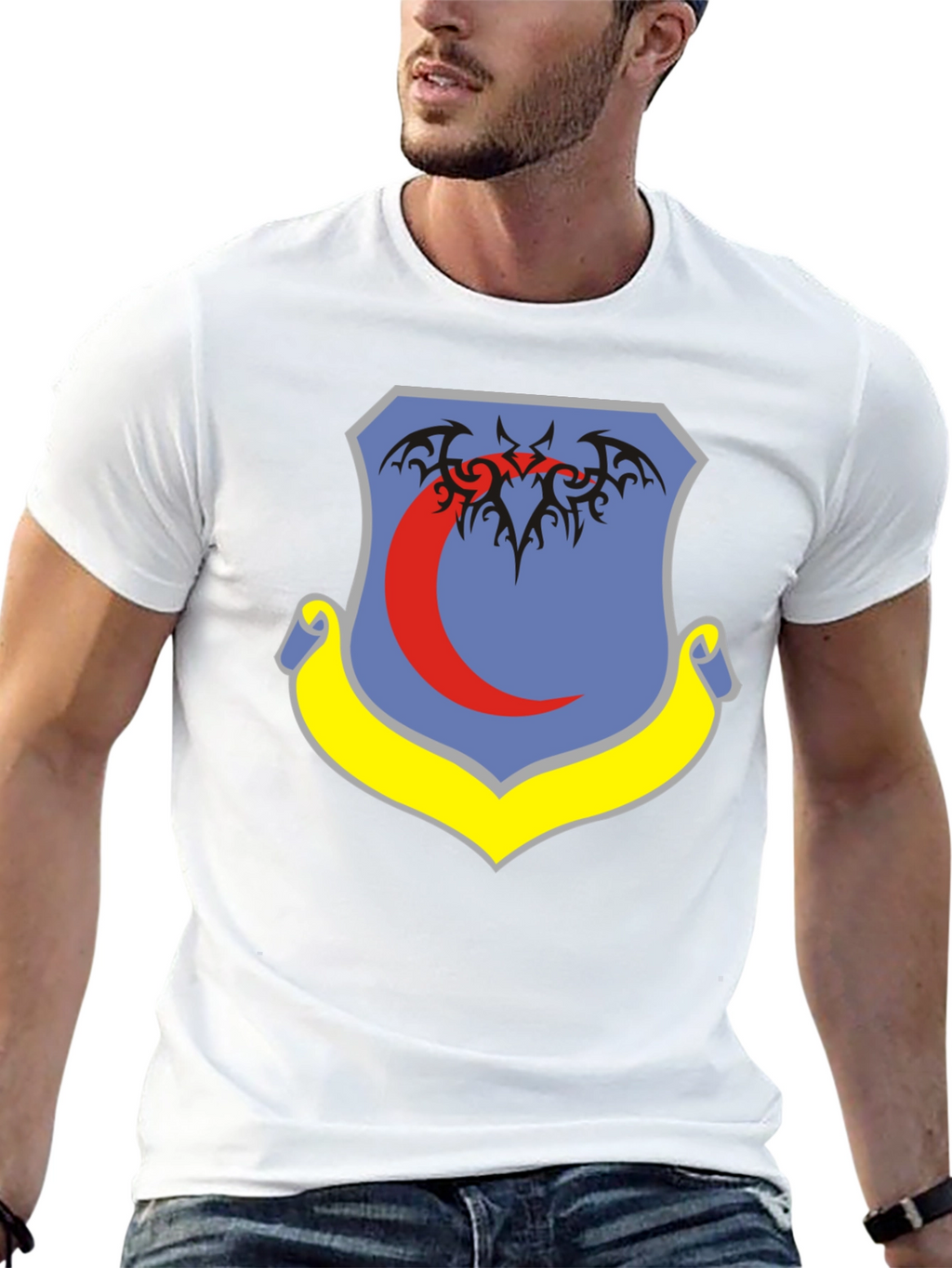 Black T-Shirt with Emblem Design