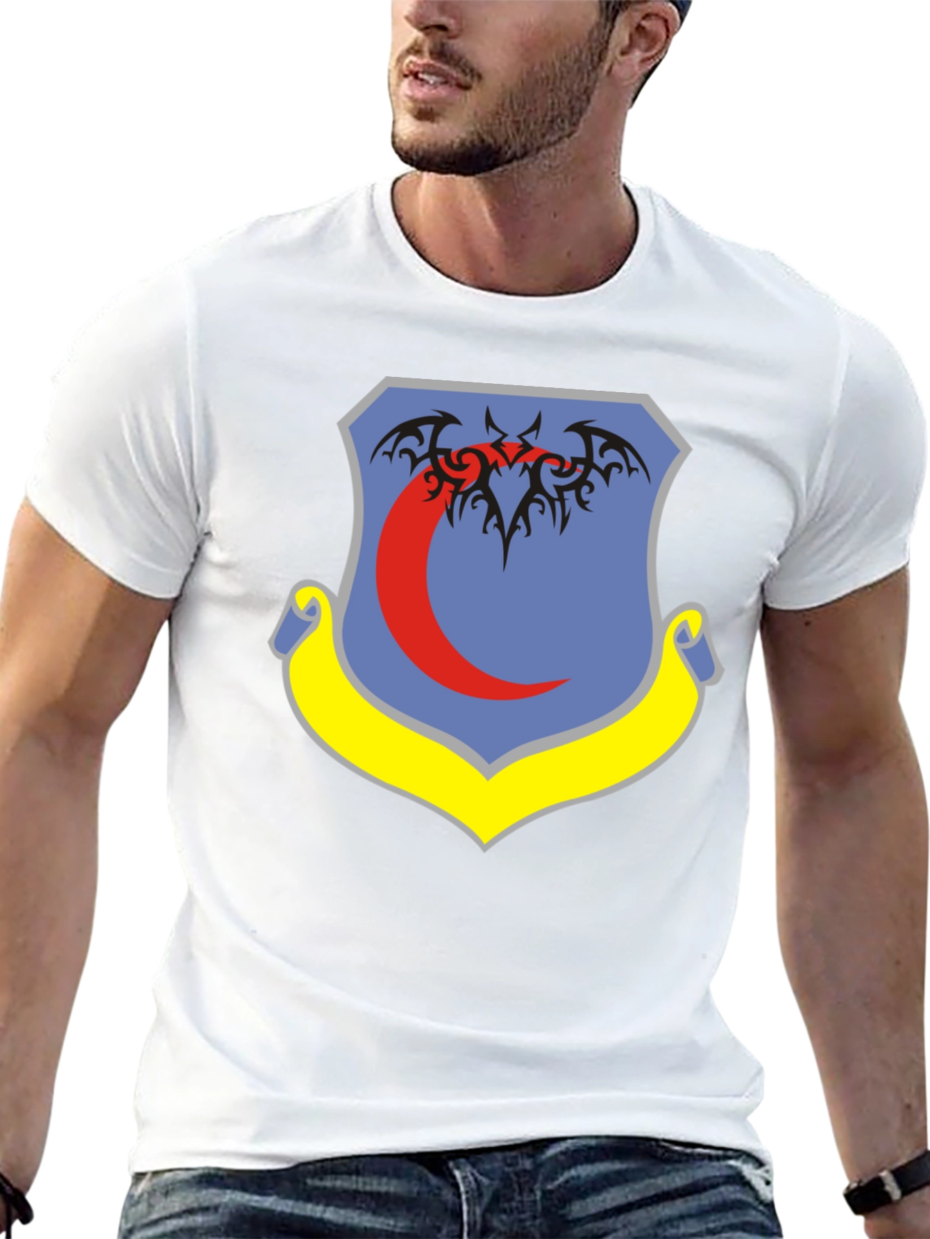Black T-Shirt with Emblem Design