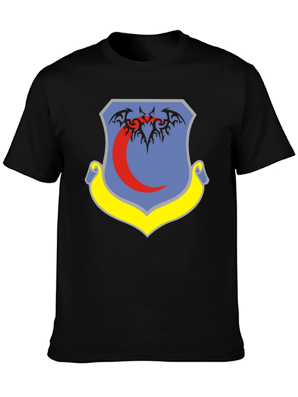 Black T-Shirt with Emblem Design