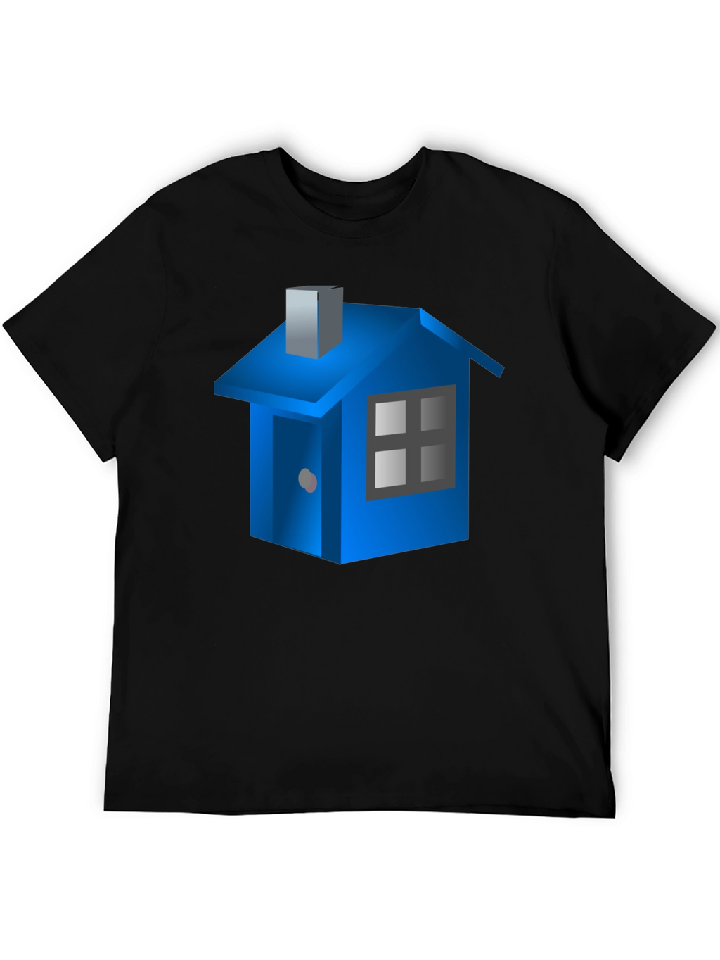 Blue House Graphic Black T-Shirt