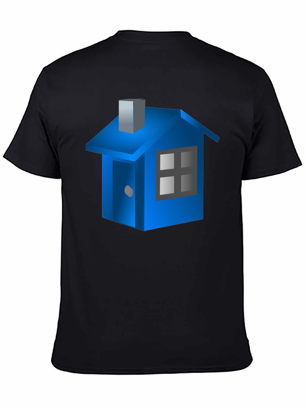 Blue House Graphic Black T-Shirt