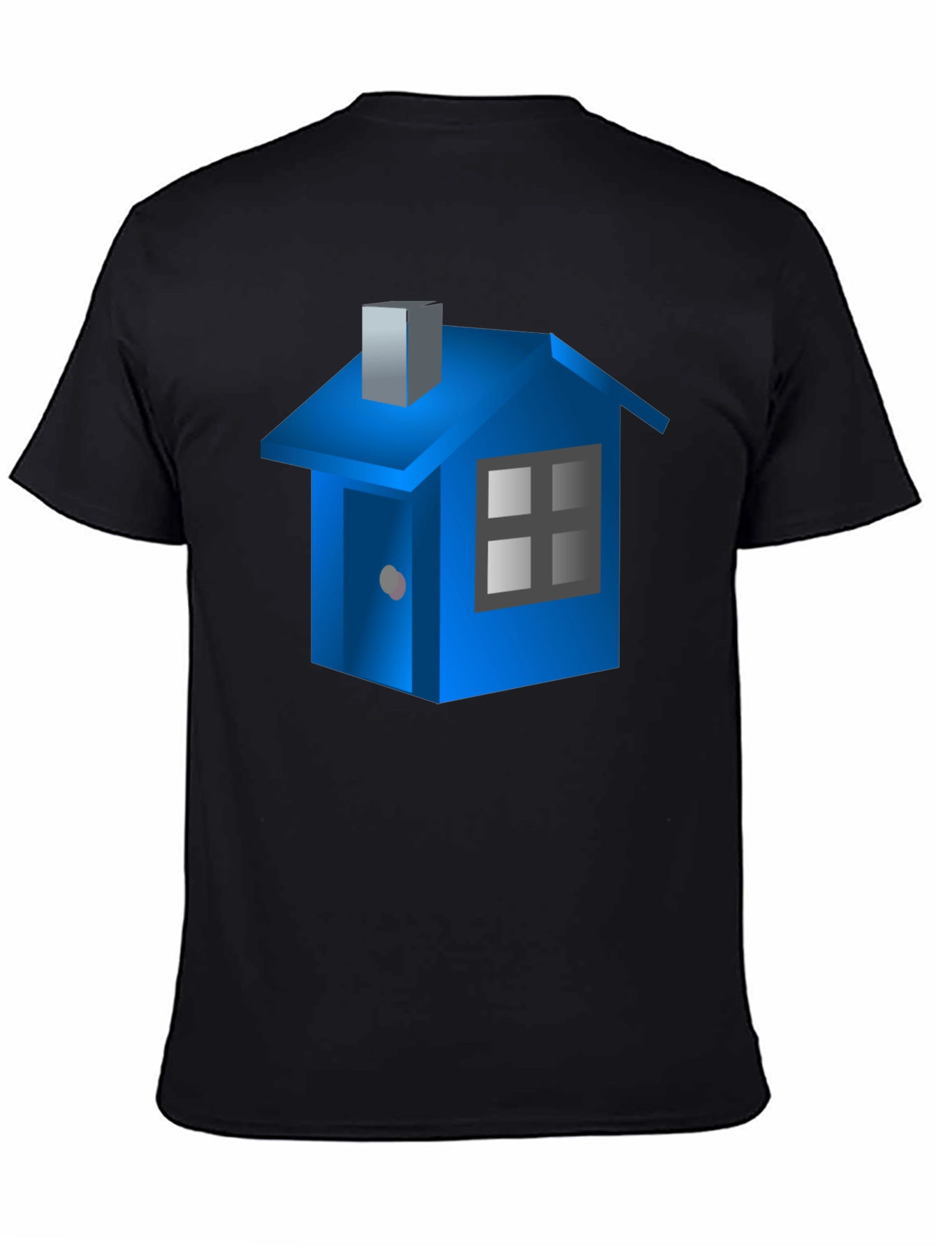 Blue House Graphic Black T-Shirt