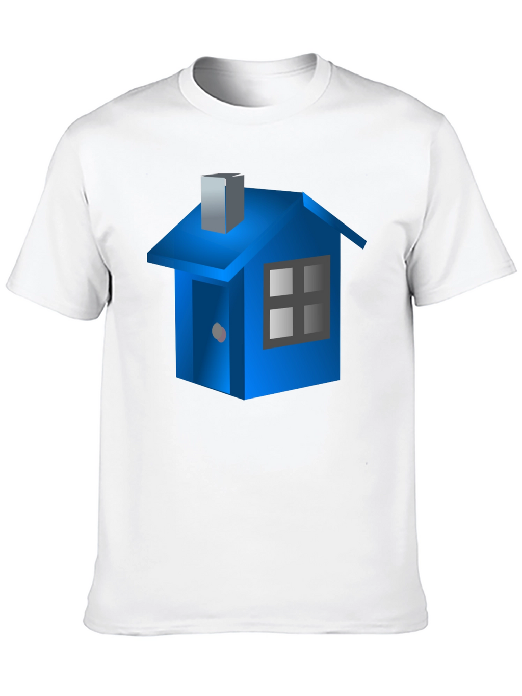 Blue House Graphic Black T-Shirt