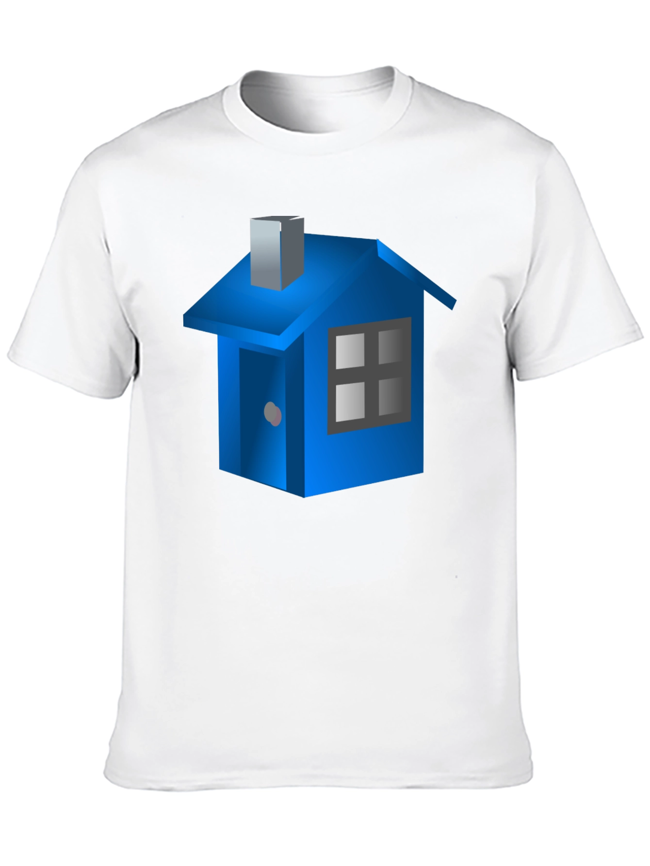 Blue House Graphic Black T-Shirt
