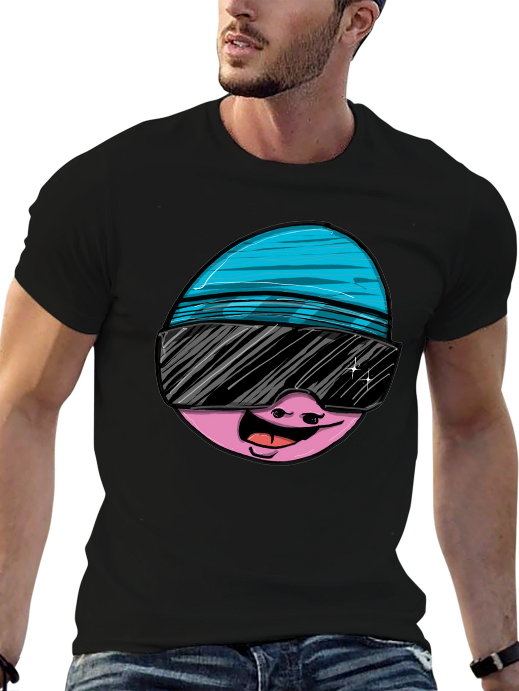 Cool Egg Graphic Tee - Black Cotton T-Shirt