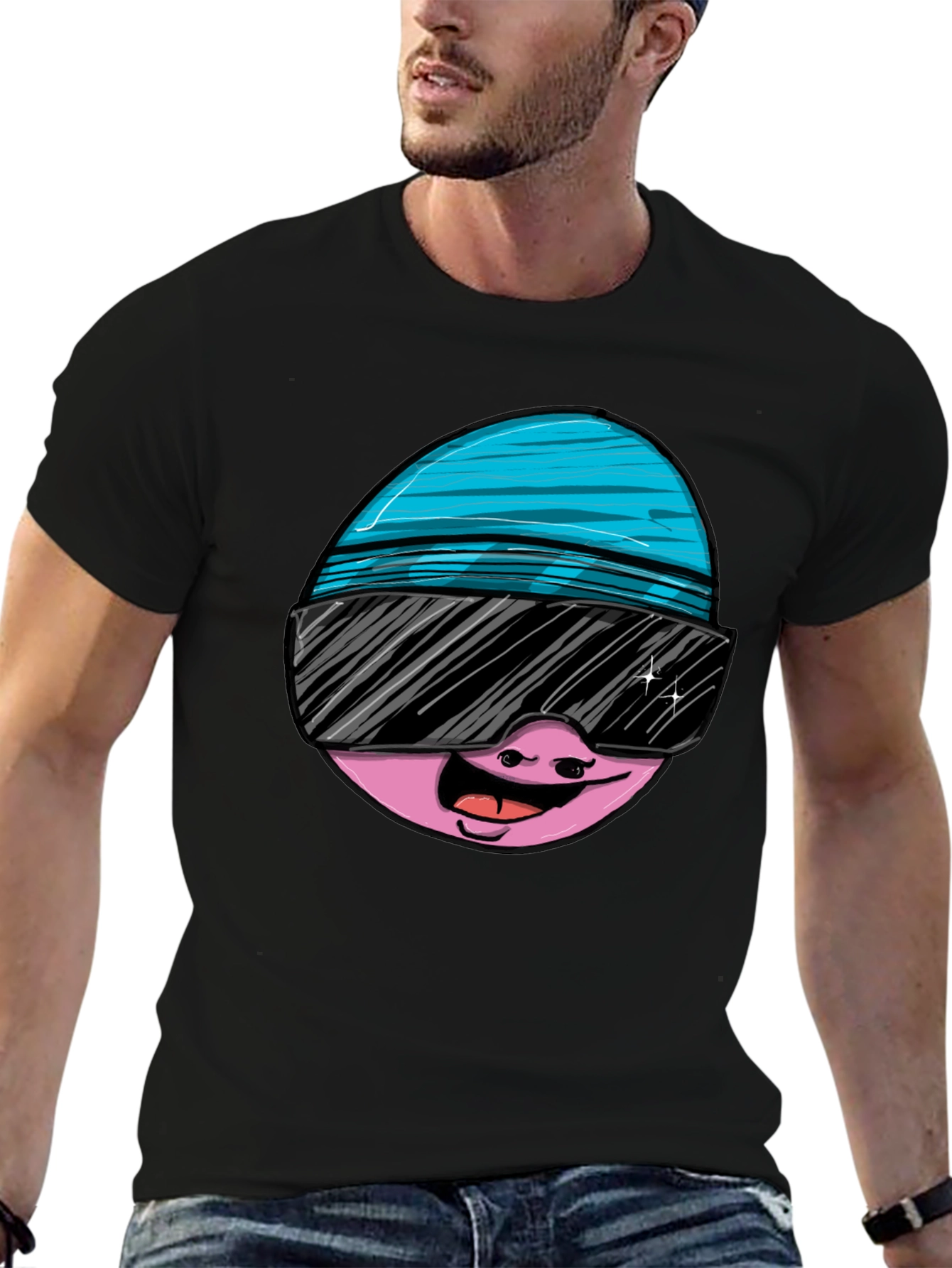 Cool Egg Graphic Tee - Black Cotton T-Shirt