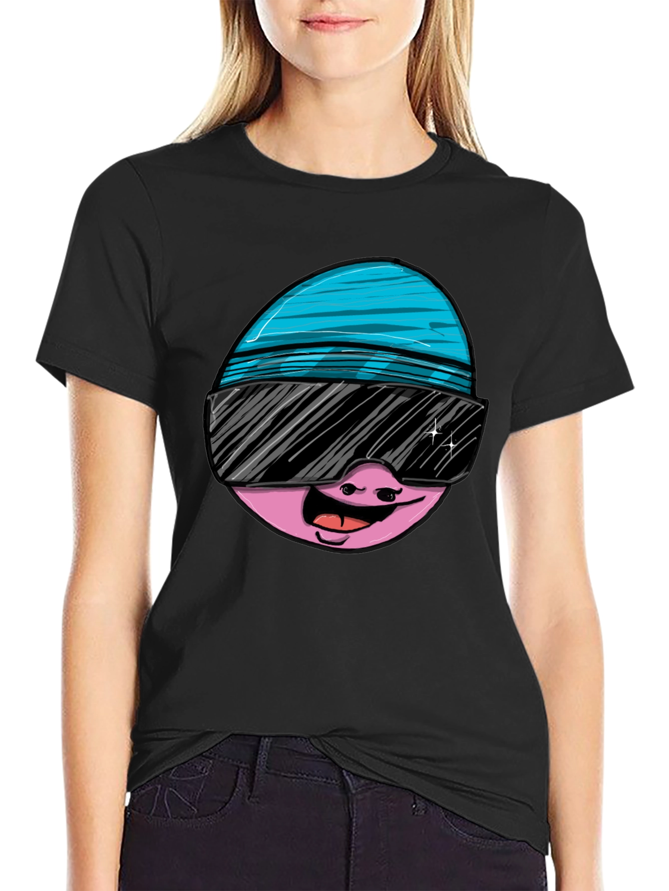 Cool Egg Graphic Tee - Black Cotton T-Shirt