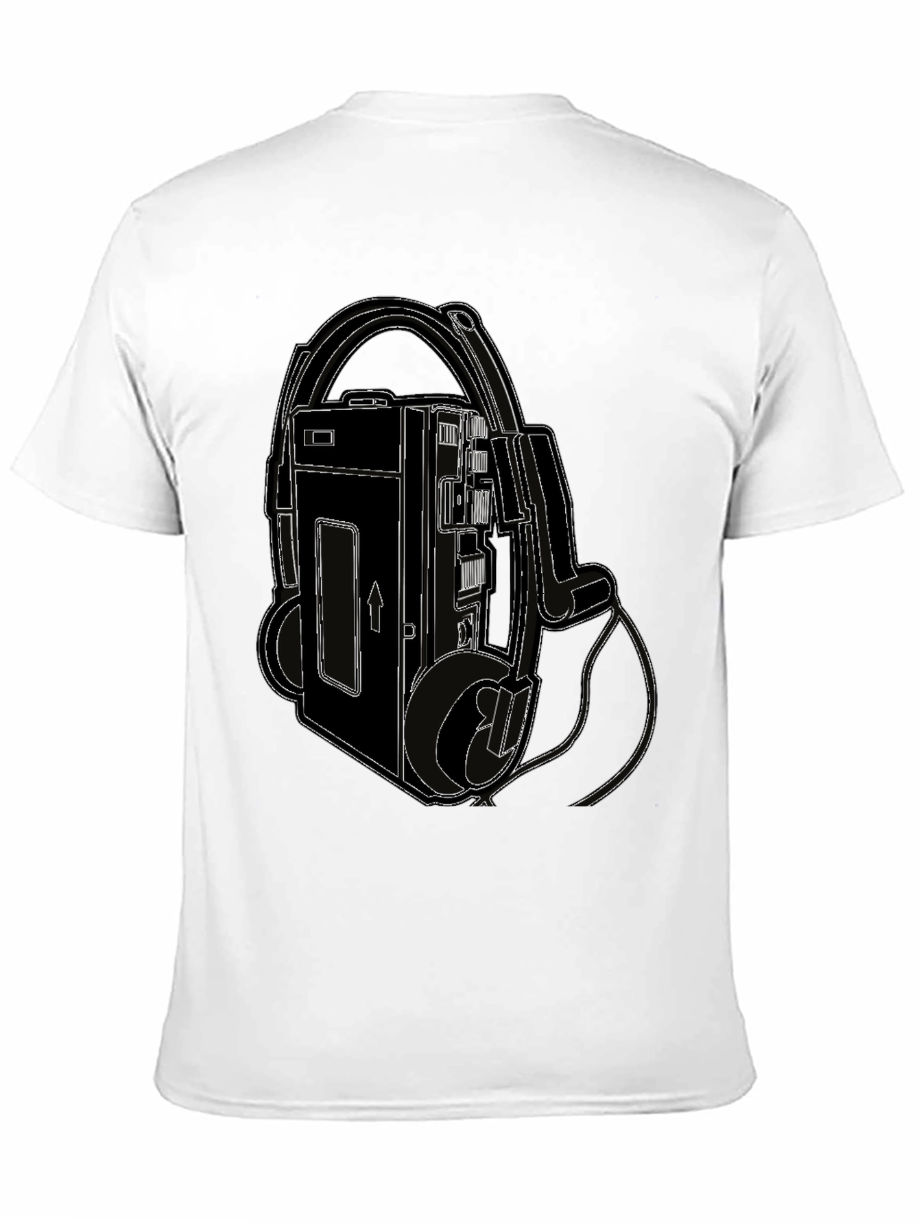 Retro Walkman Tee - Black Cotton Graphic T-Shirt