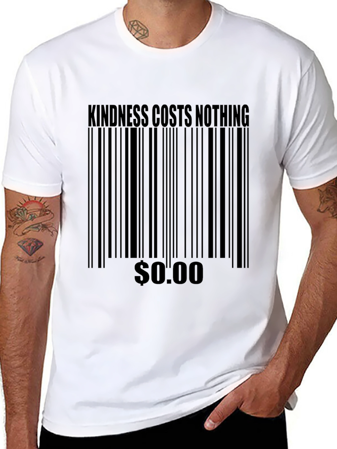 Kindness Costs Nothing Barcode Tee