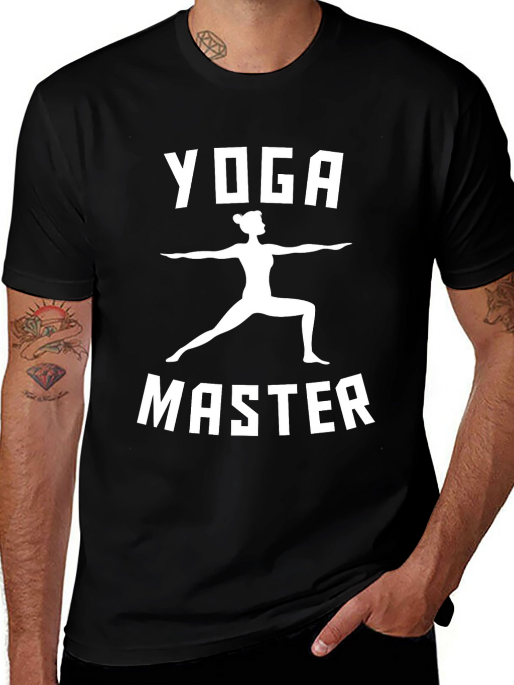 Yoga Master Graphic Tee - Black Cotton Shirt