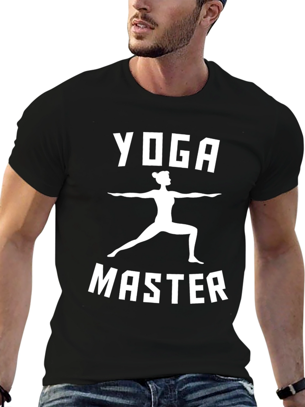 Yoga Master Graphic Tee - Black Cotton Shirt