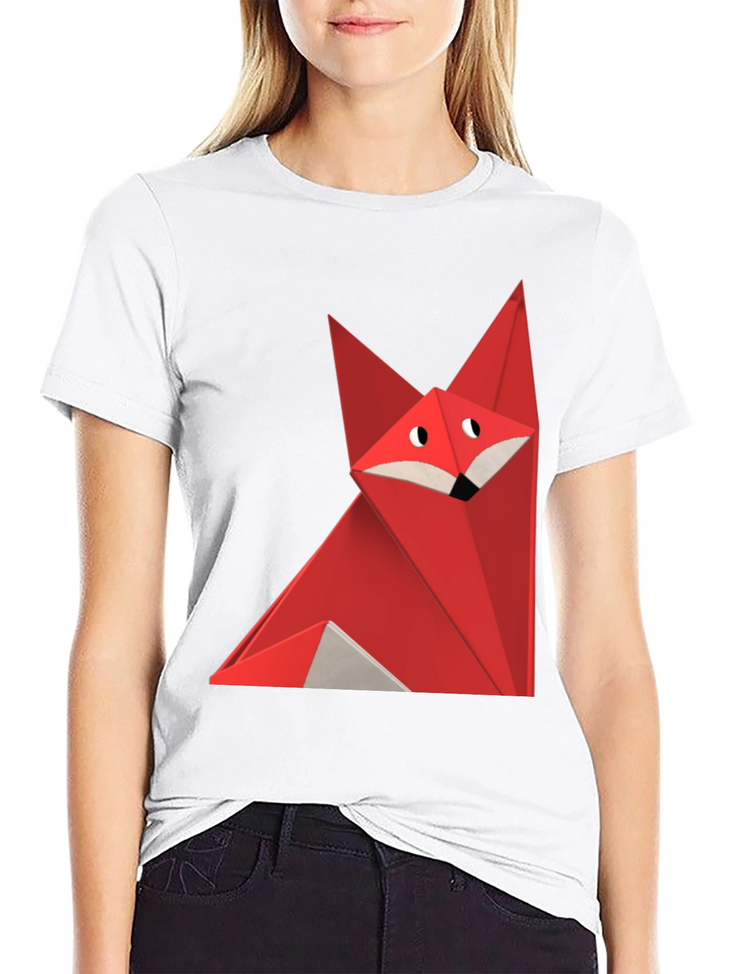 Geometric Fox Graphic Tee - Black