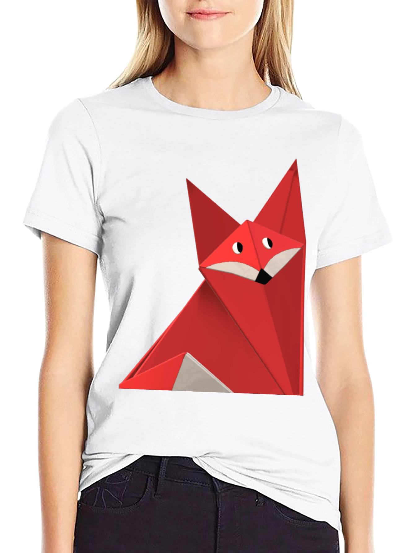 Geometric Fox Graphic Tee - Black