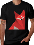 Geometric Fox Graphic Tee - Black