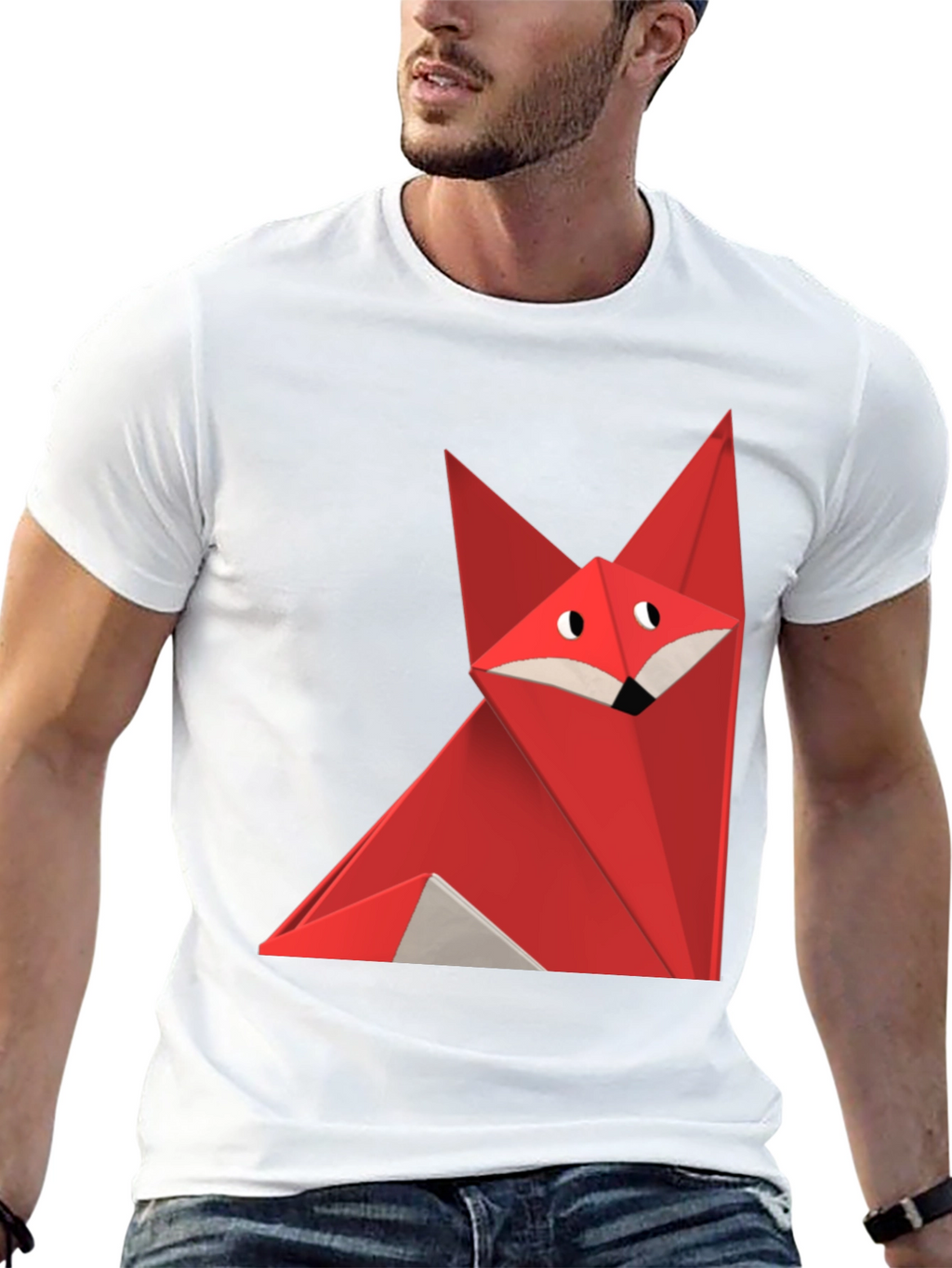 Geometric Fox Graphic Tee - Black