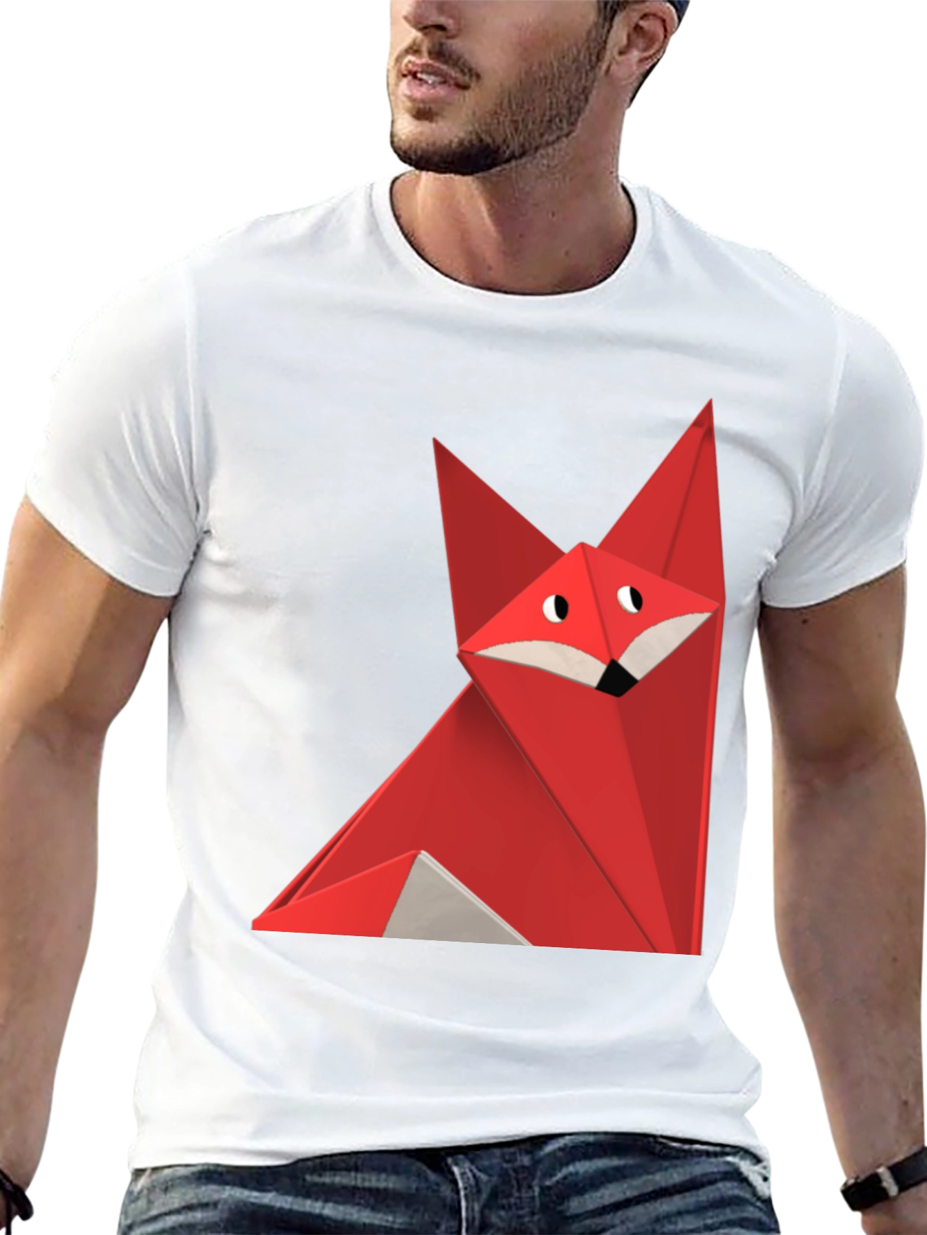 Geometric Fox Graphic Tee - Black