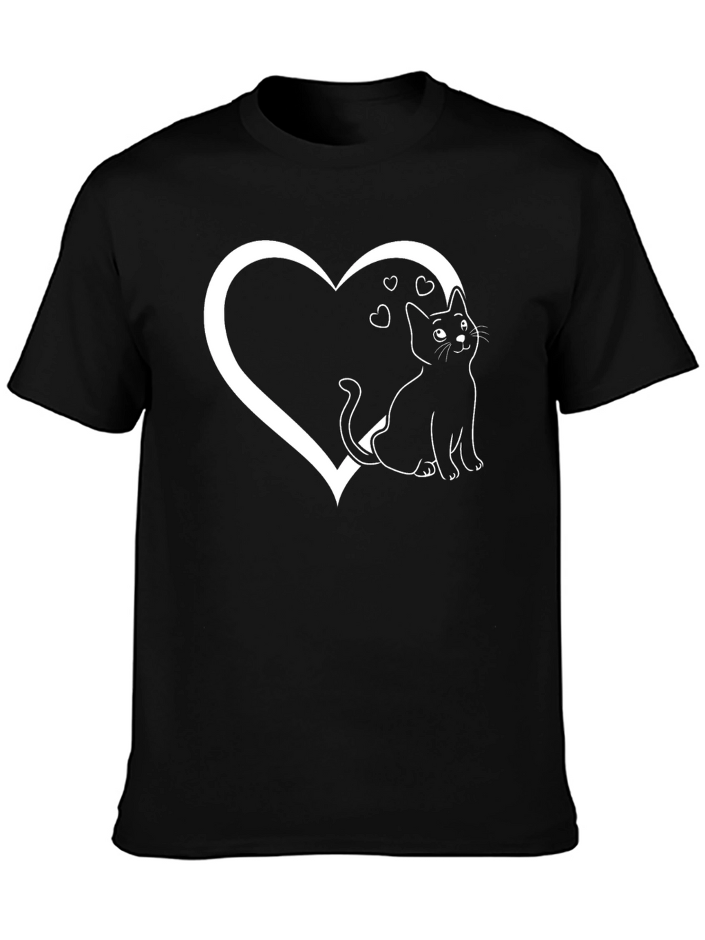 Cat Heart Graphic Tee - Mens Black T-Shirt