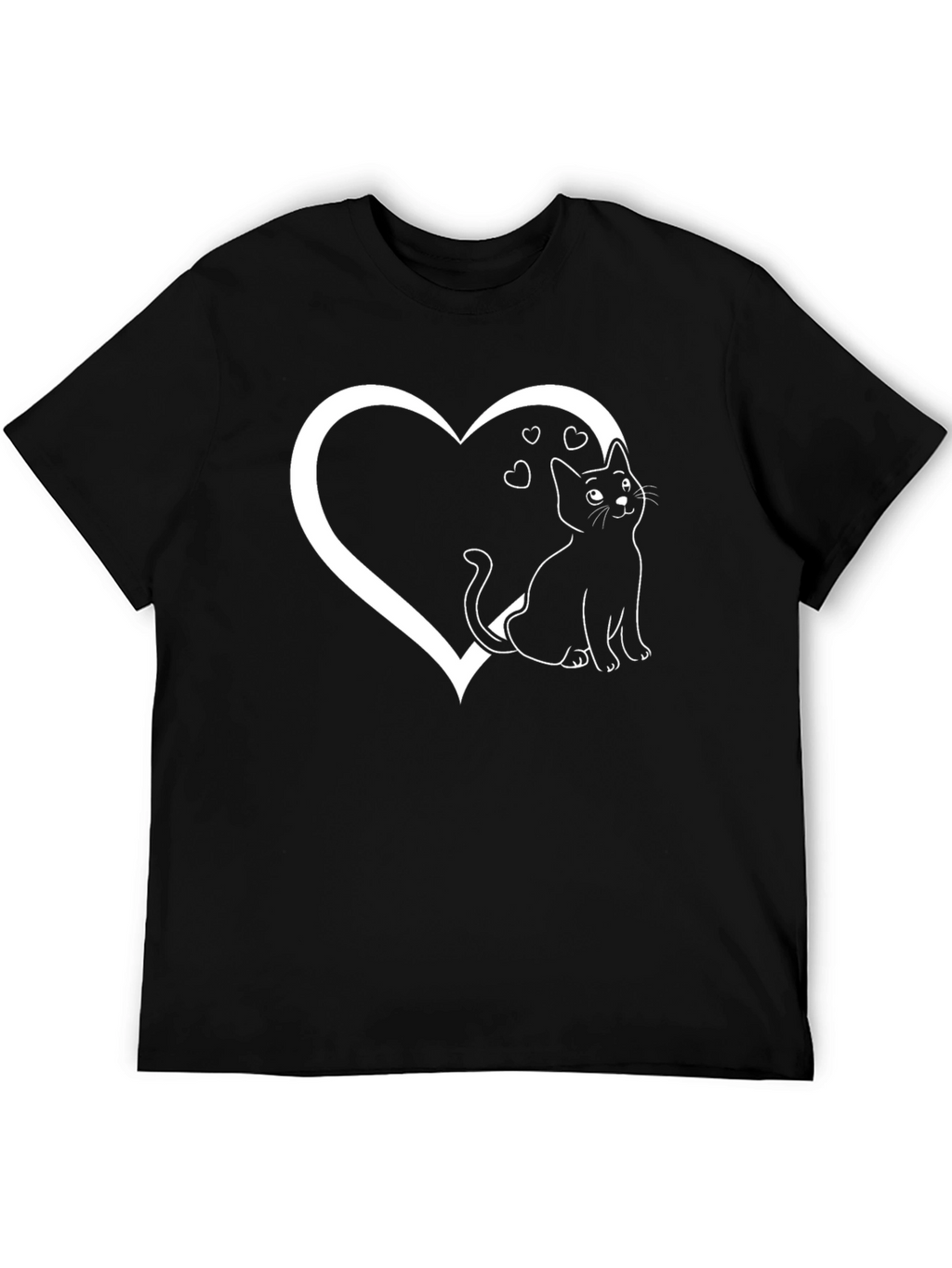 Cat Heart Graphic Tee - Mens Black T-Shirt