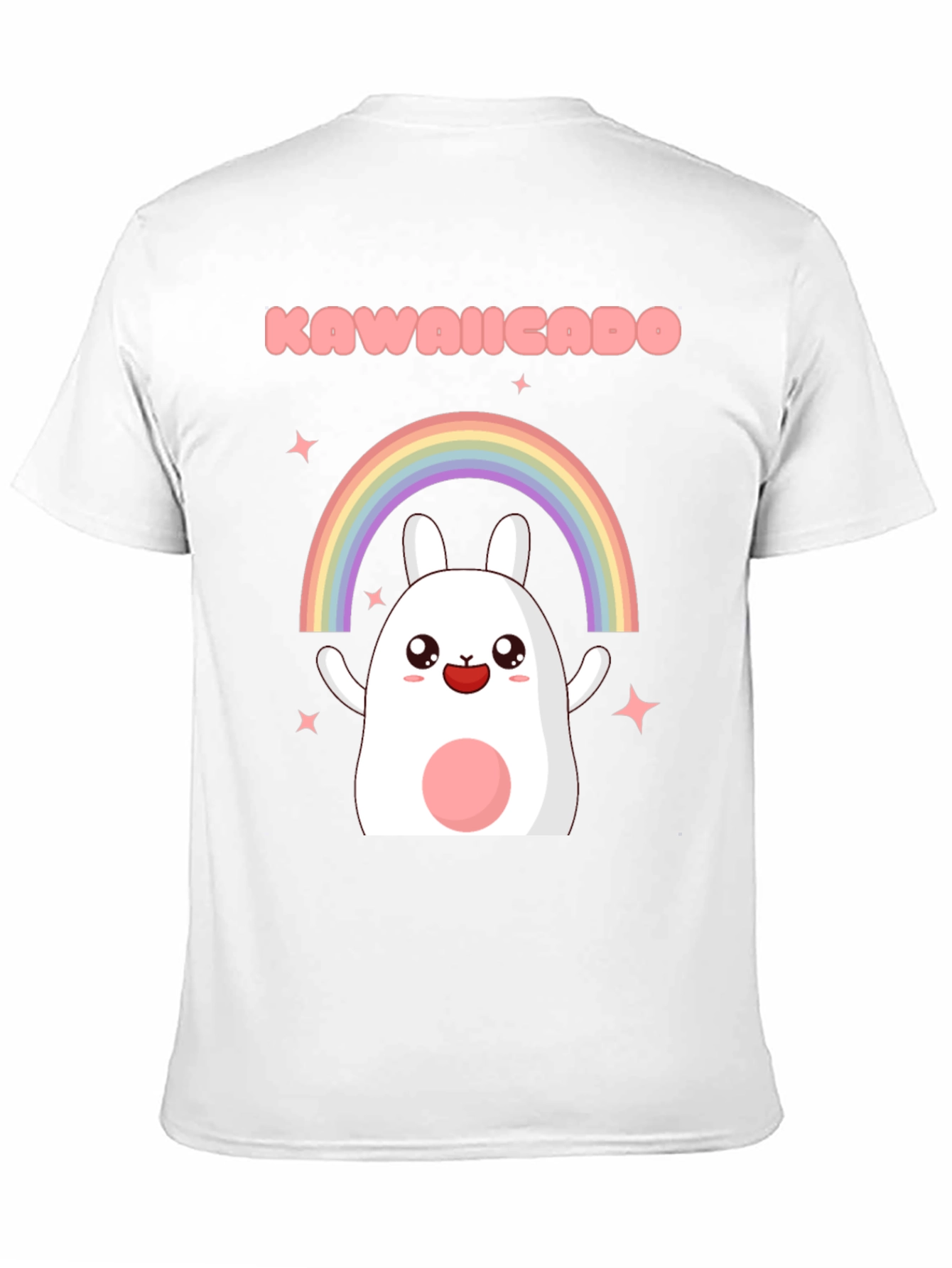 Kawaii Rainbow Bunny Black T-Shirt