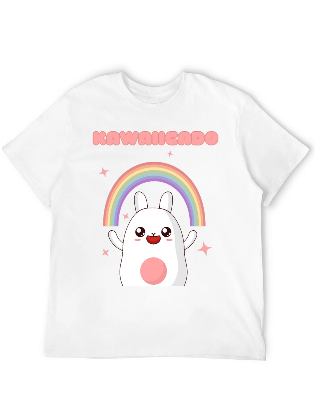 Kawaii Rainbow Bunny Black T-Shirt