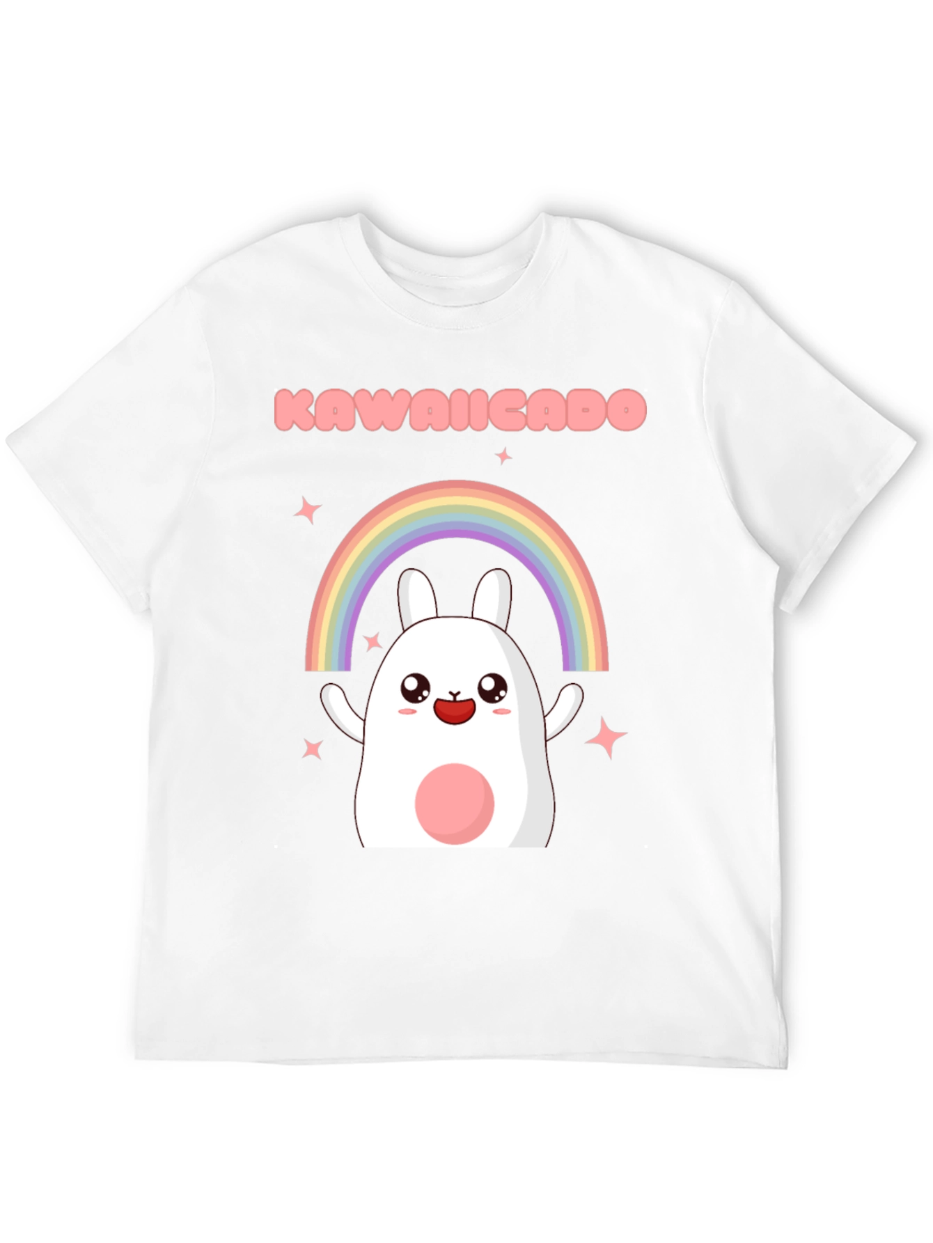 Kawaii Rainbow Bunny Black T-Shirt