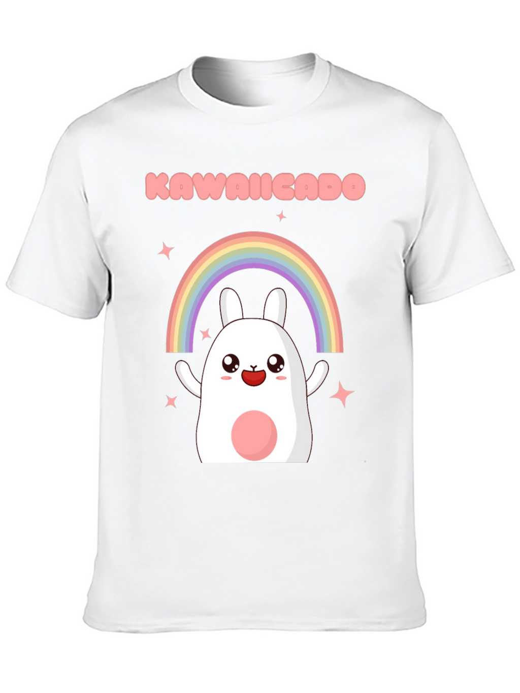 Kawaii Rainbow Bunny Black T-Shirt
