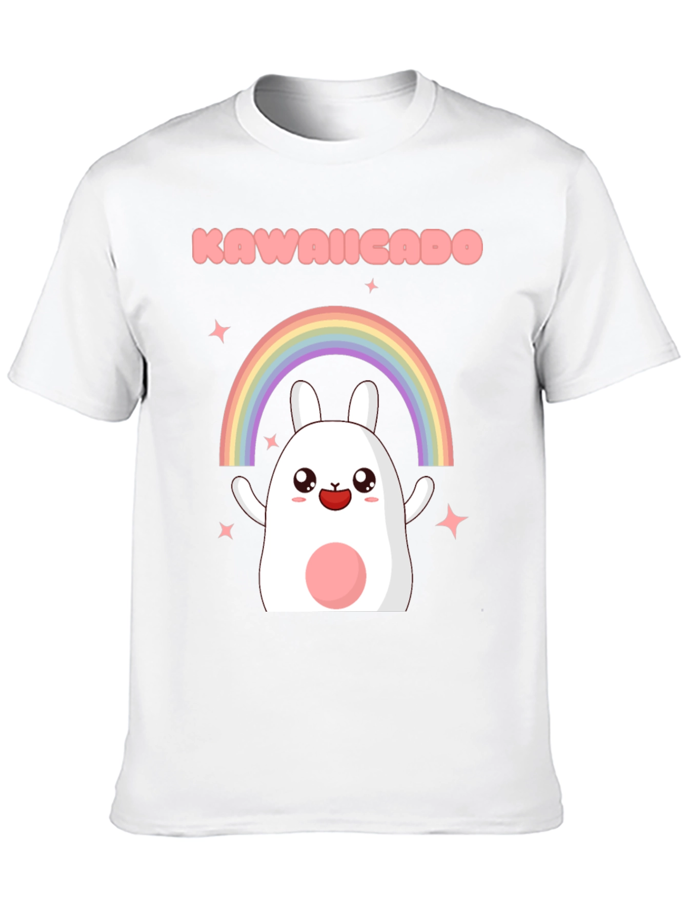 Kawaii Rainbow Bunny Black T-Shirt