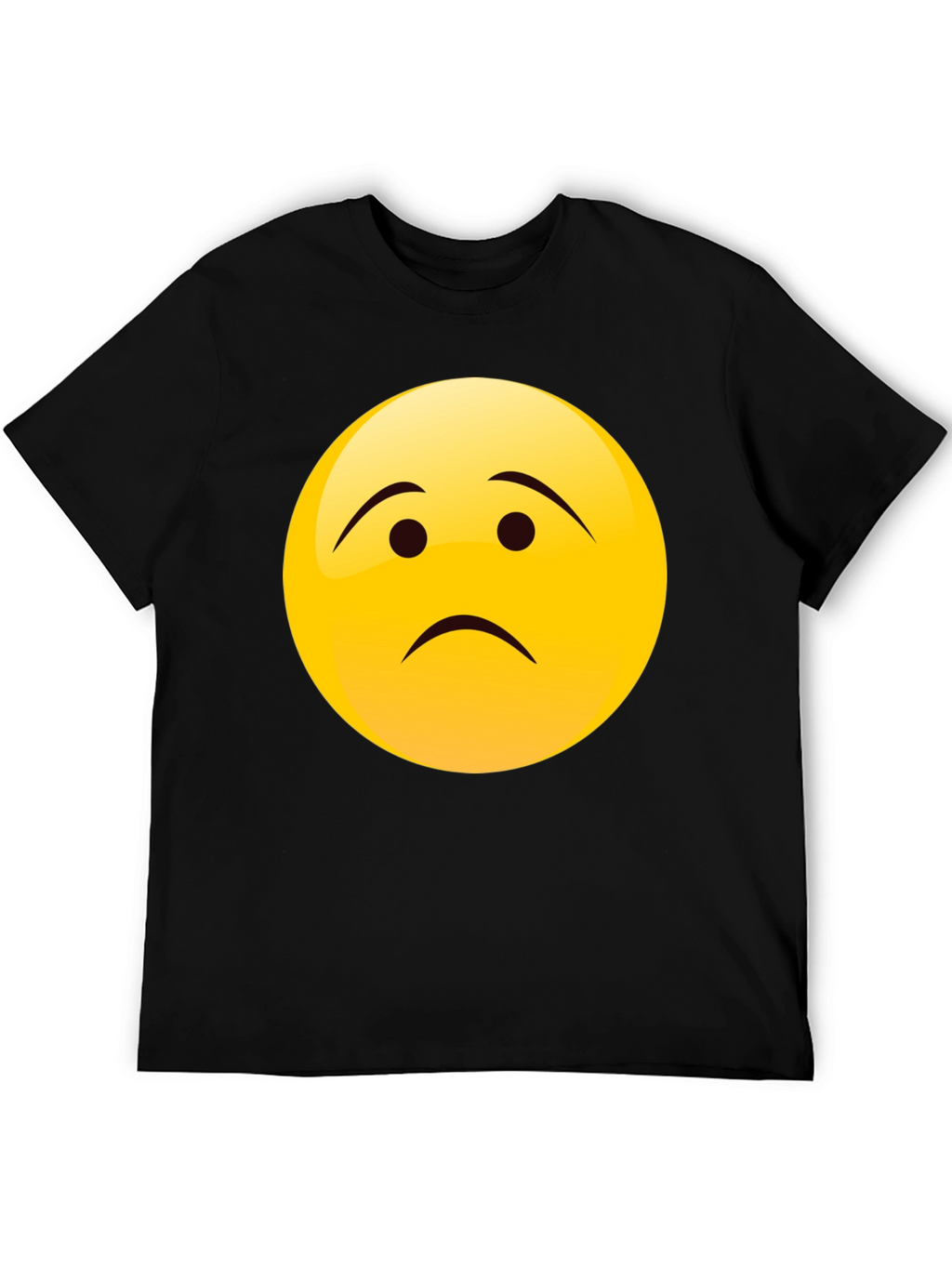 Sad Face Emoji Graphic Black T-Shirt