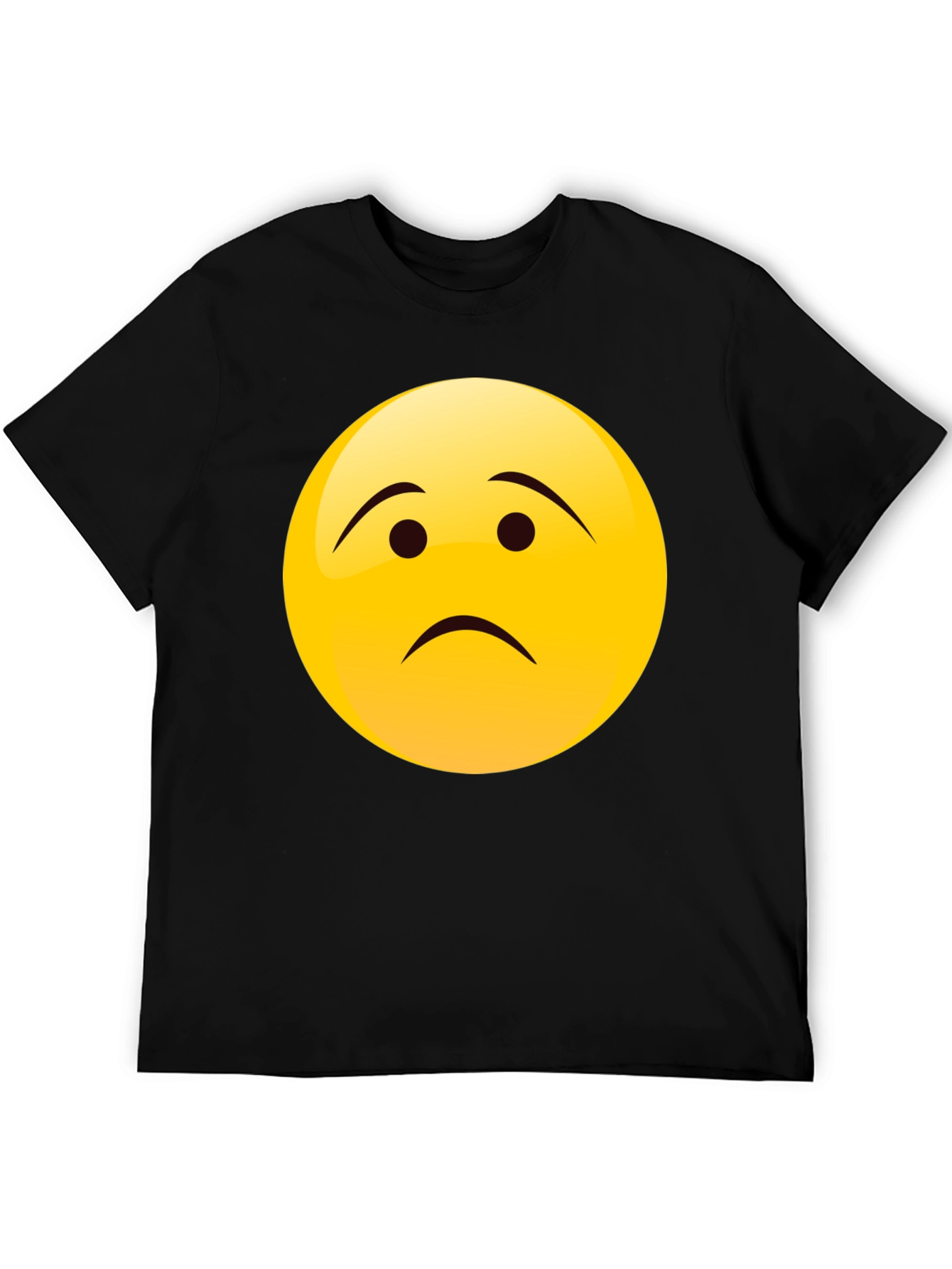 Sad Face Emoji Graphic Black T-Shirt